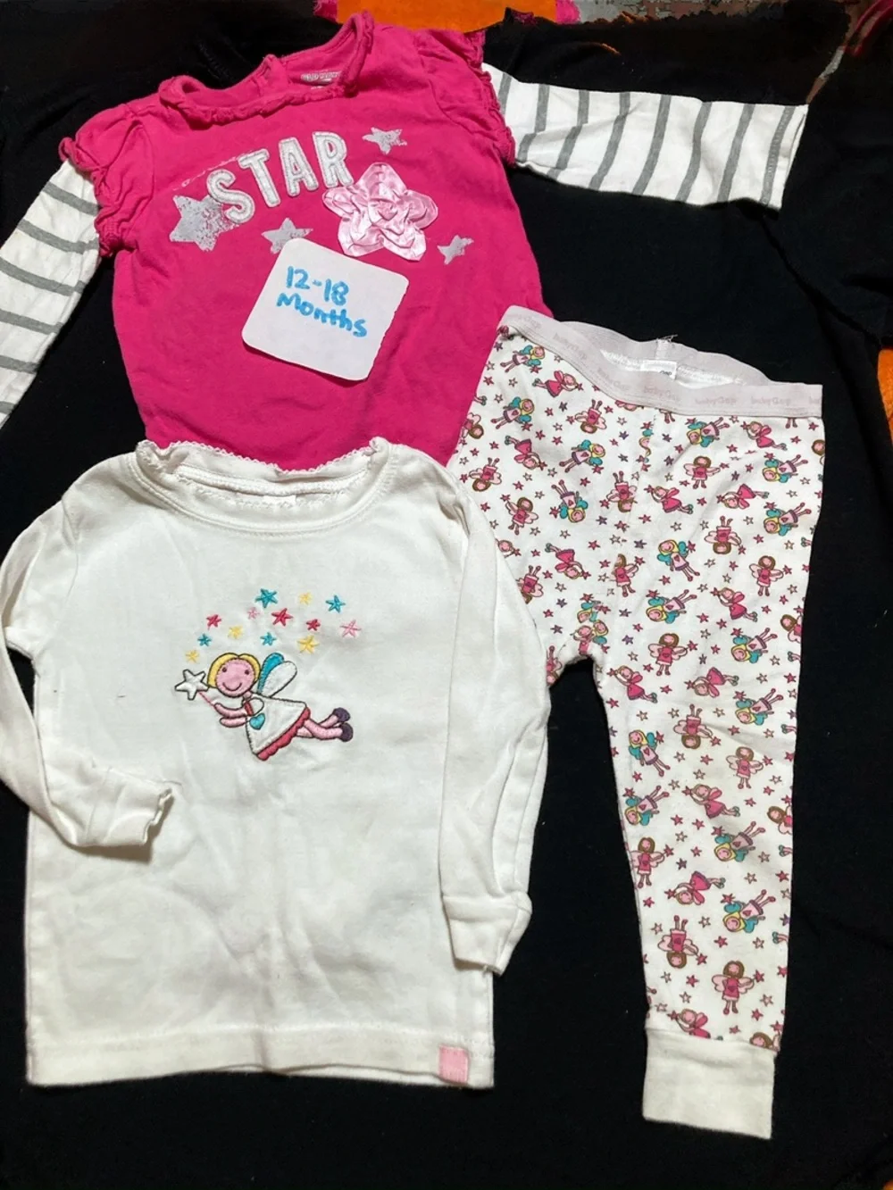 Kids Two-Piece Pajama Set - Pink & White Star Fairy Print. old navy pink onesie